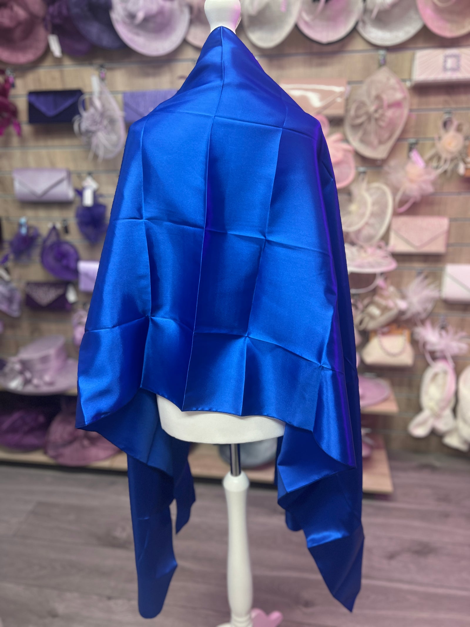 Luxury Sapphire Blue Silk Scarf/Shawl-Fascinators Direct