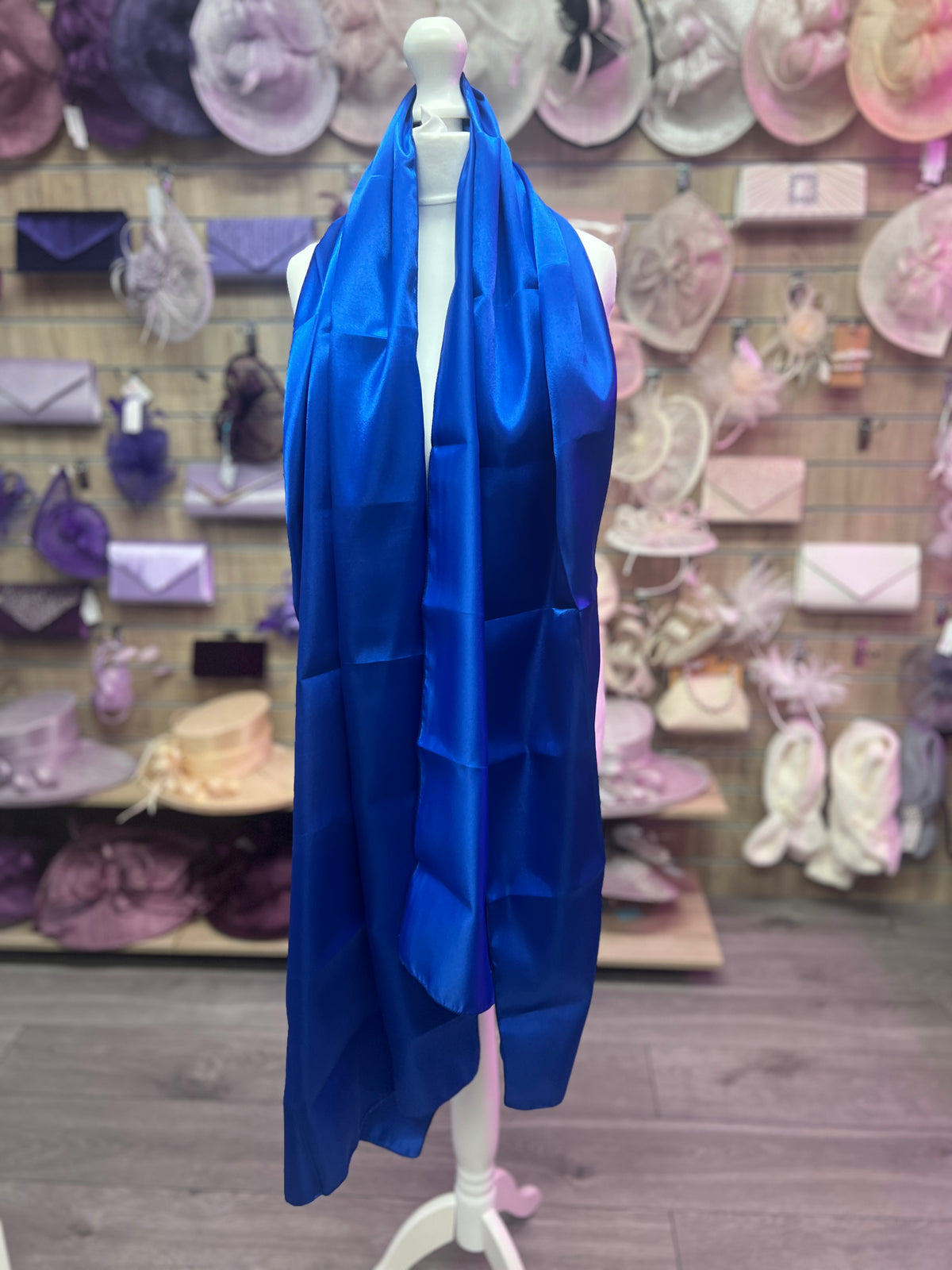 Luxury Sapphire Blue Silk Scarf/Shawl-Fascinators Direct