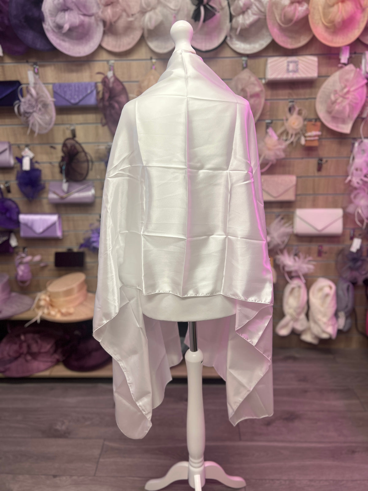 Luxury White Silk Scarf/Shawl-Fascinators Direct