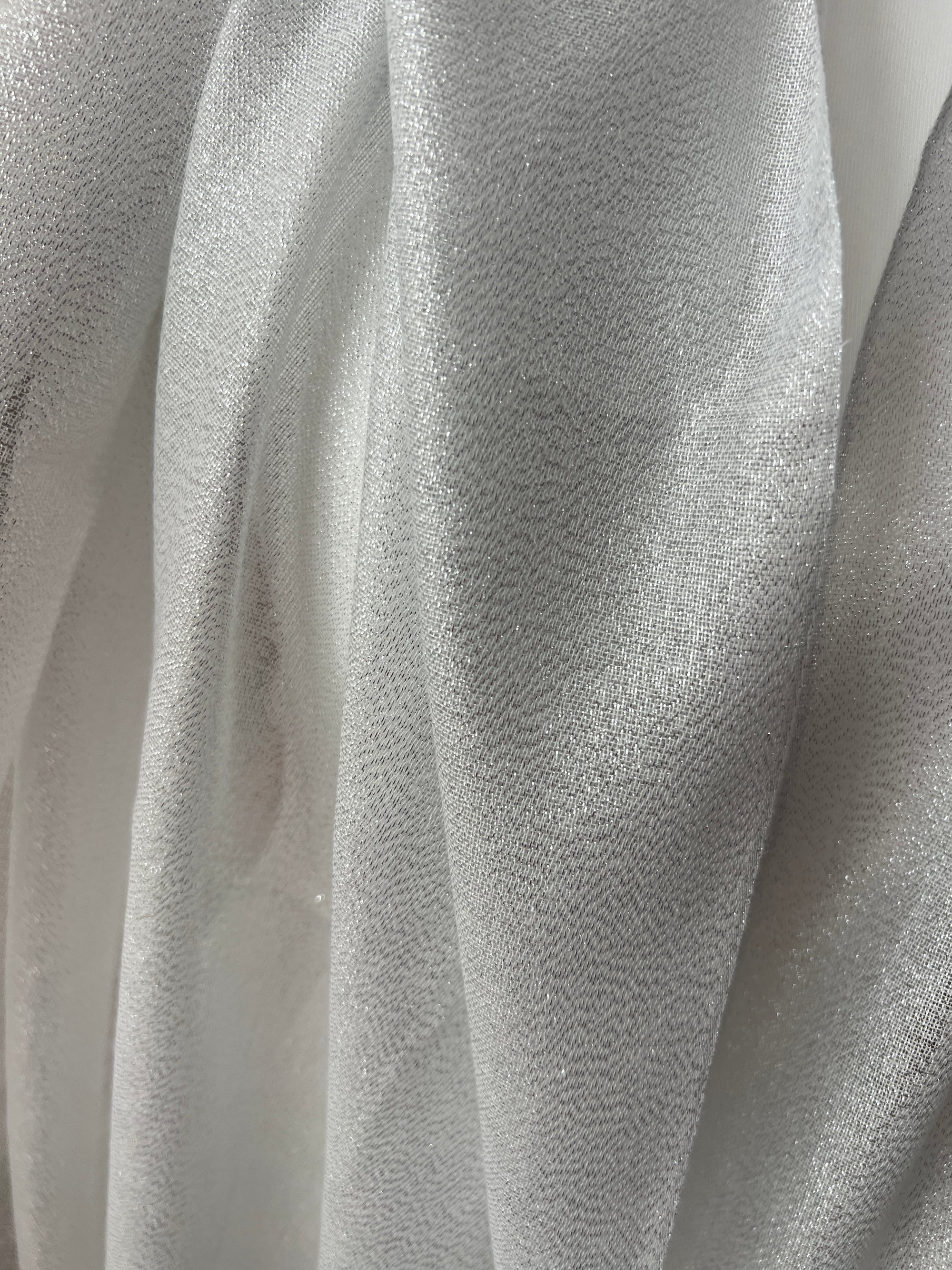 Luxury White & Silver Shimmer Scarf-Fascinators Direct