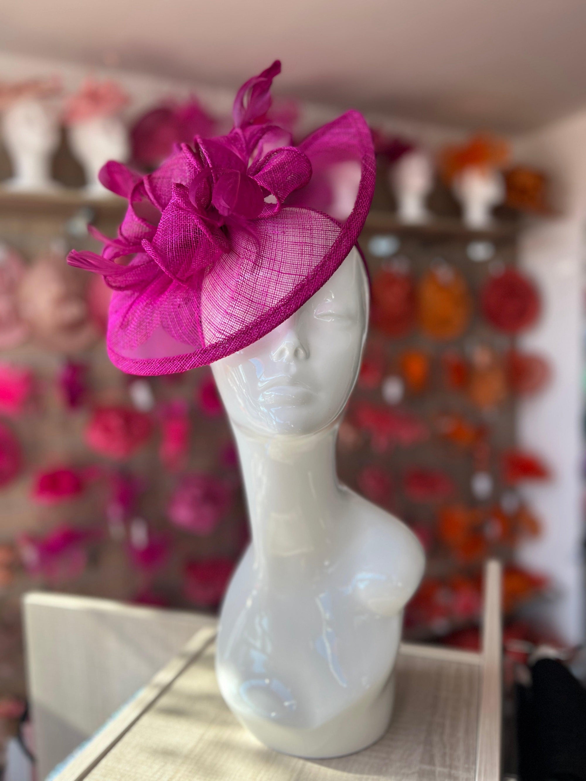 MAGANETA FASCINATOR WITH RUCHED SINAMAY & LOOPS-Fascinators Direct