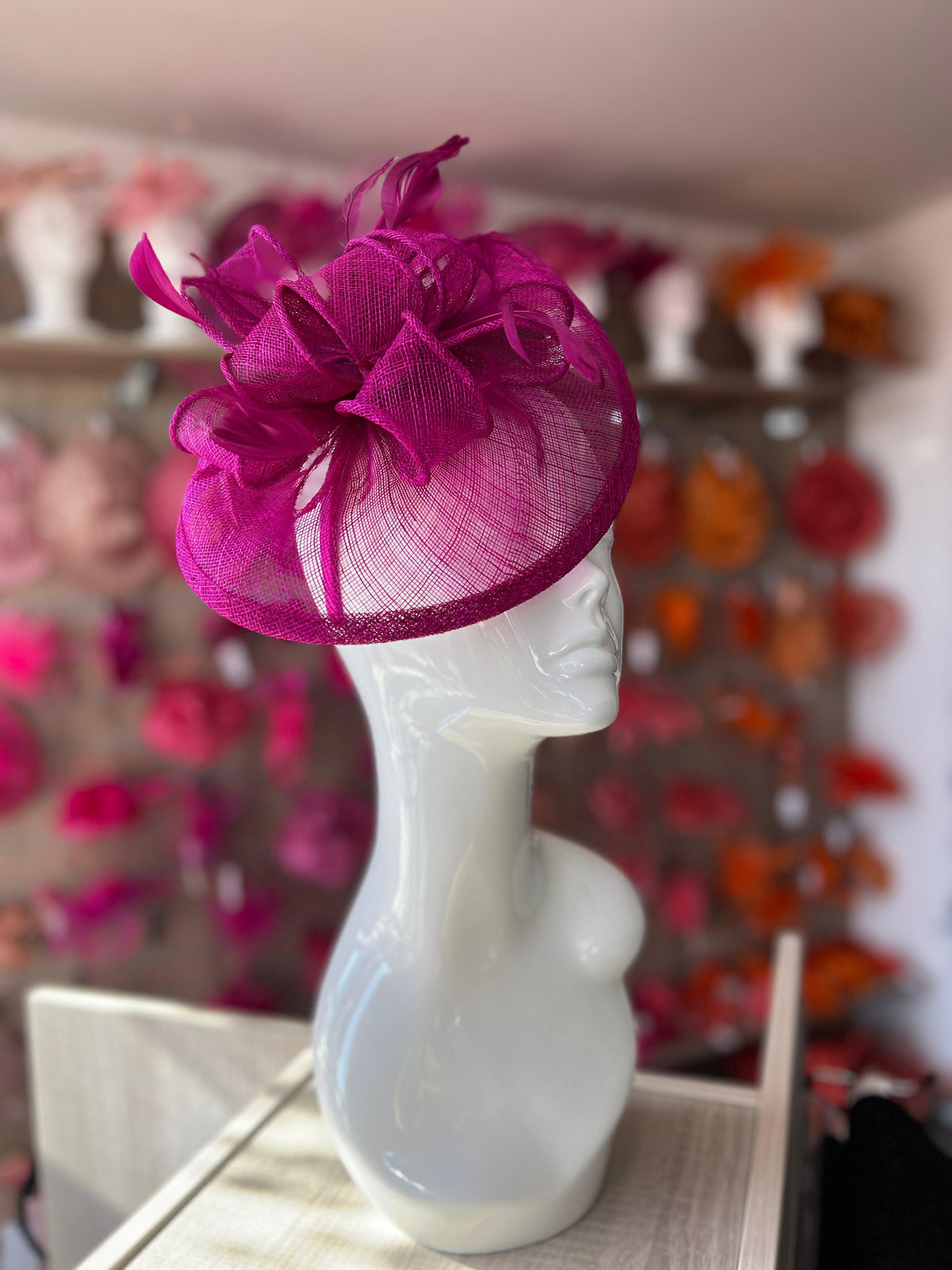 MAGANETA FASCINATOR WITH RUCHED SINAMAY &amp; LOOPS-Fascinators Direct