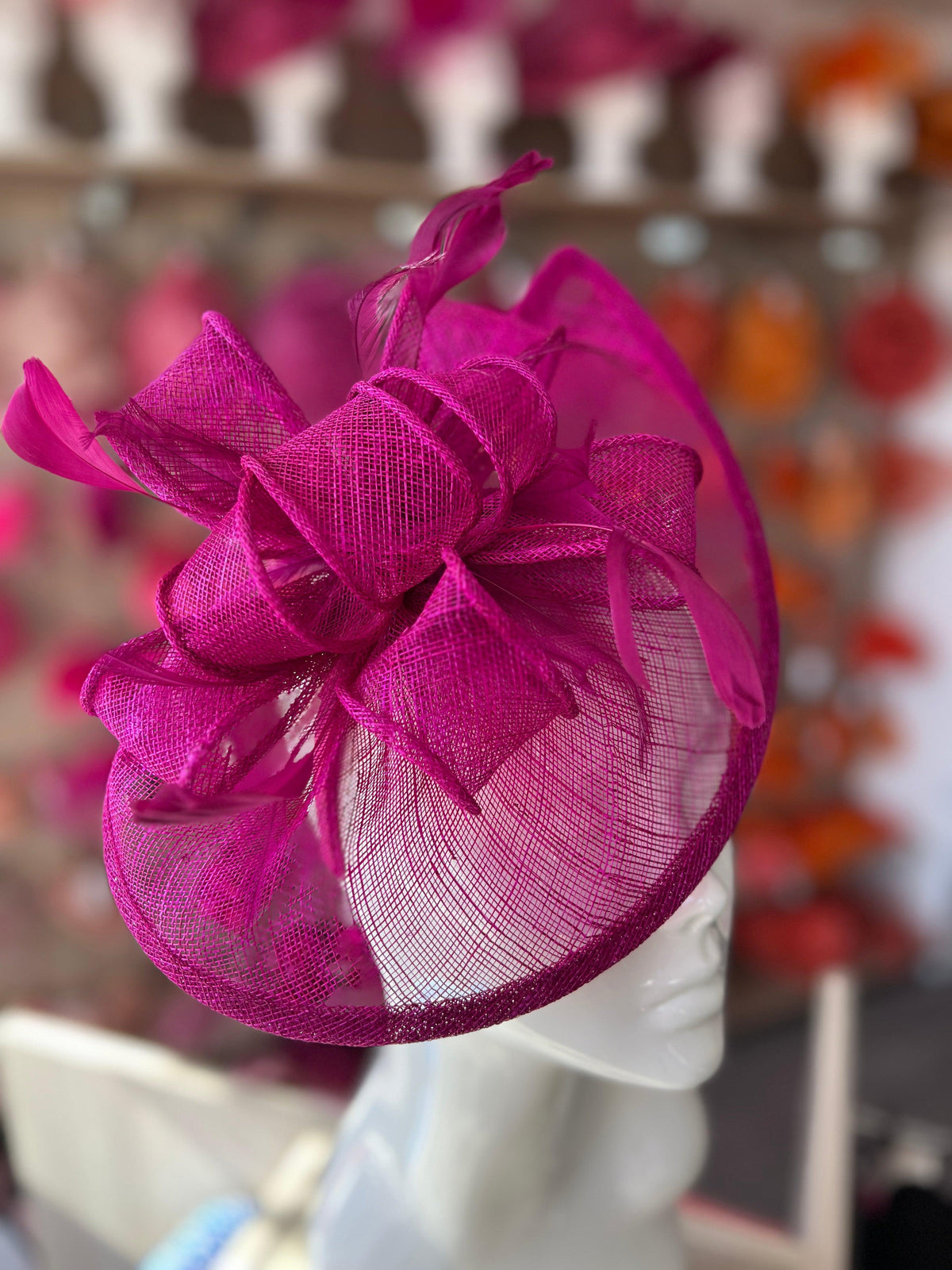 MAGANETA FASCINATOR WITH RUCHED SINAMAY &amp; LOOPS-Fascinators Direct