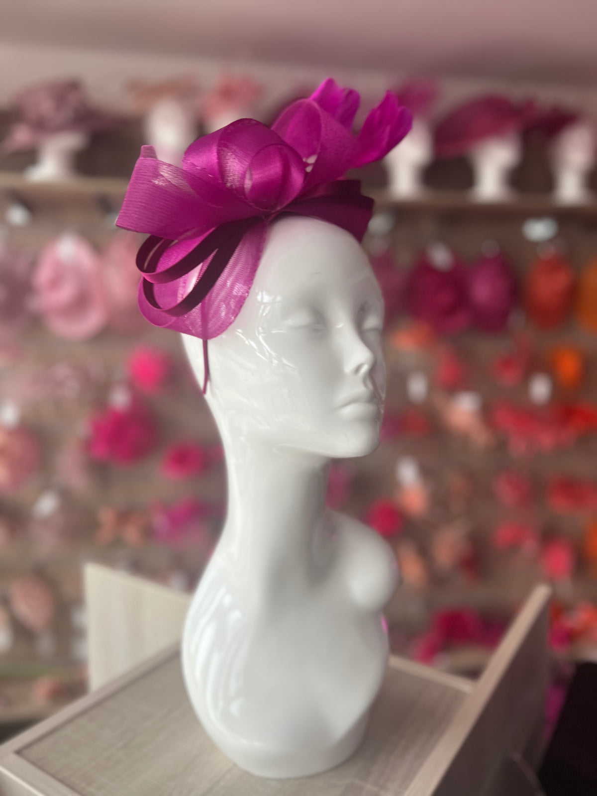 Magenta Large Loop Crinoline &amp; Satin Headband Fascinator-Fascinators Direct
