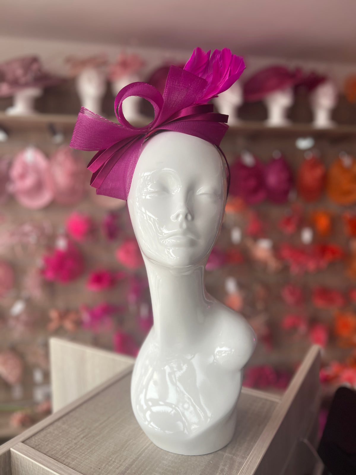 Magenta Large Loop Crinoline &amp; Satin Headband Fascinator-Fascinators Direct