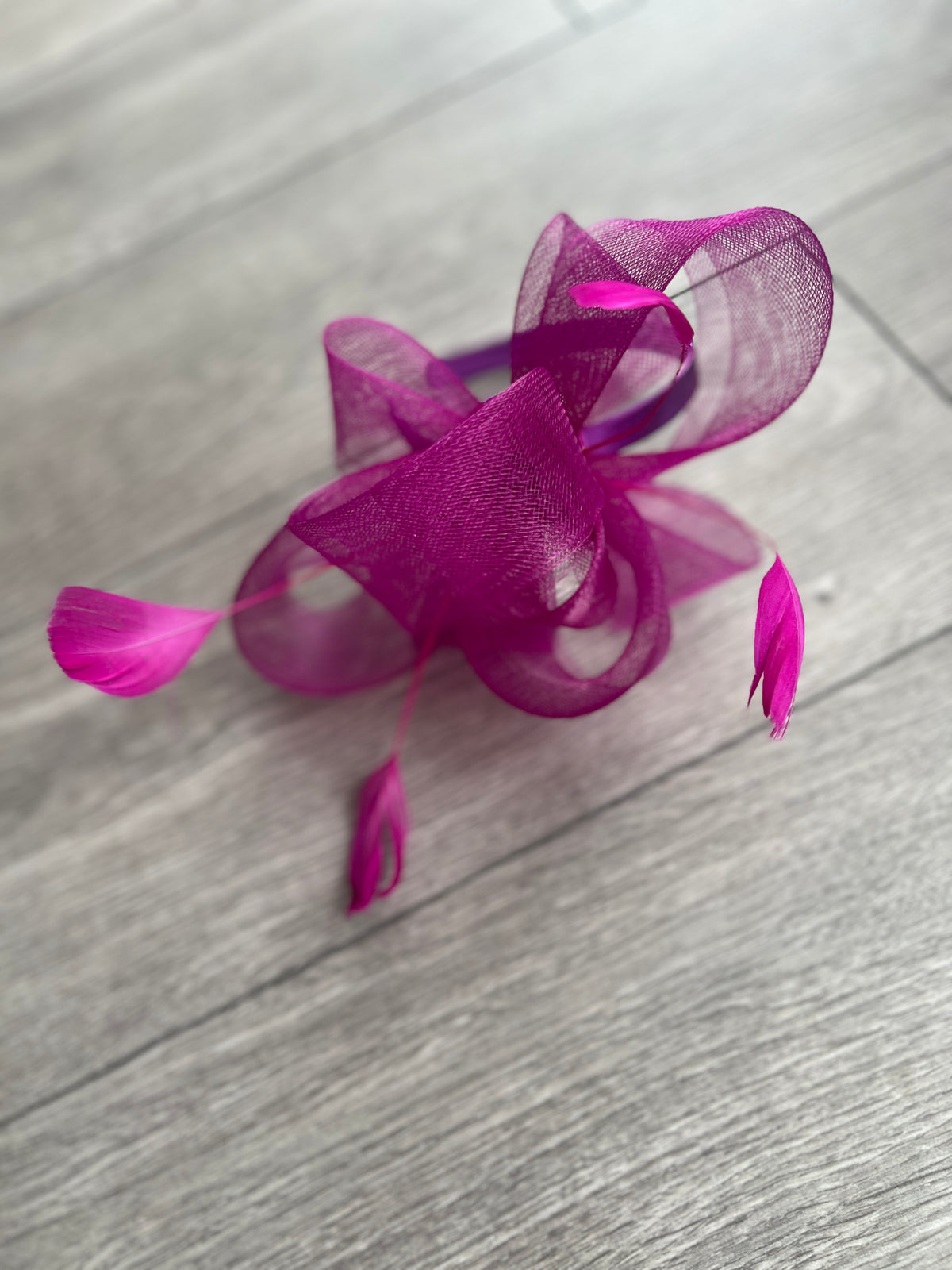 Magenta Large Loop Fascinator With Feathers-Fascinators Direct