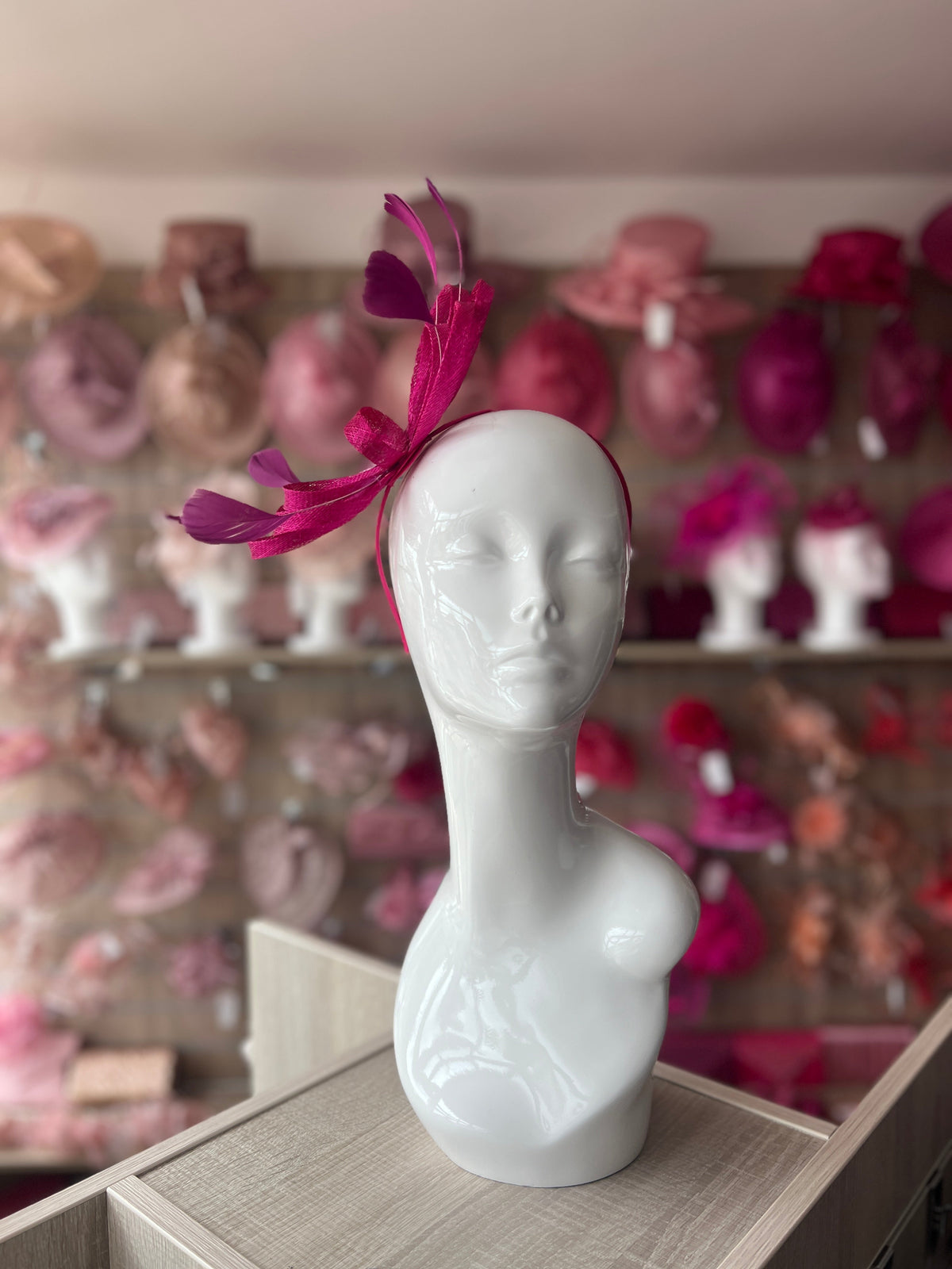 Magenta Sinamay Fascinator Headband-Fascinators Direct