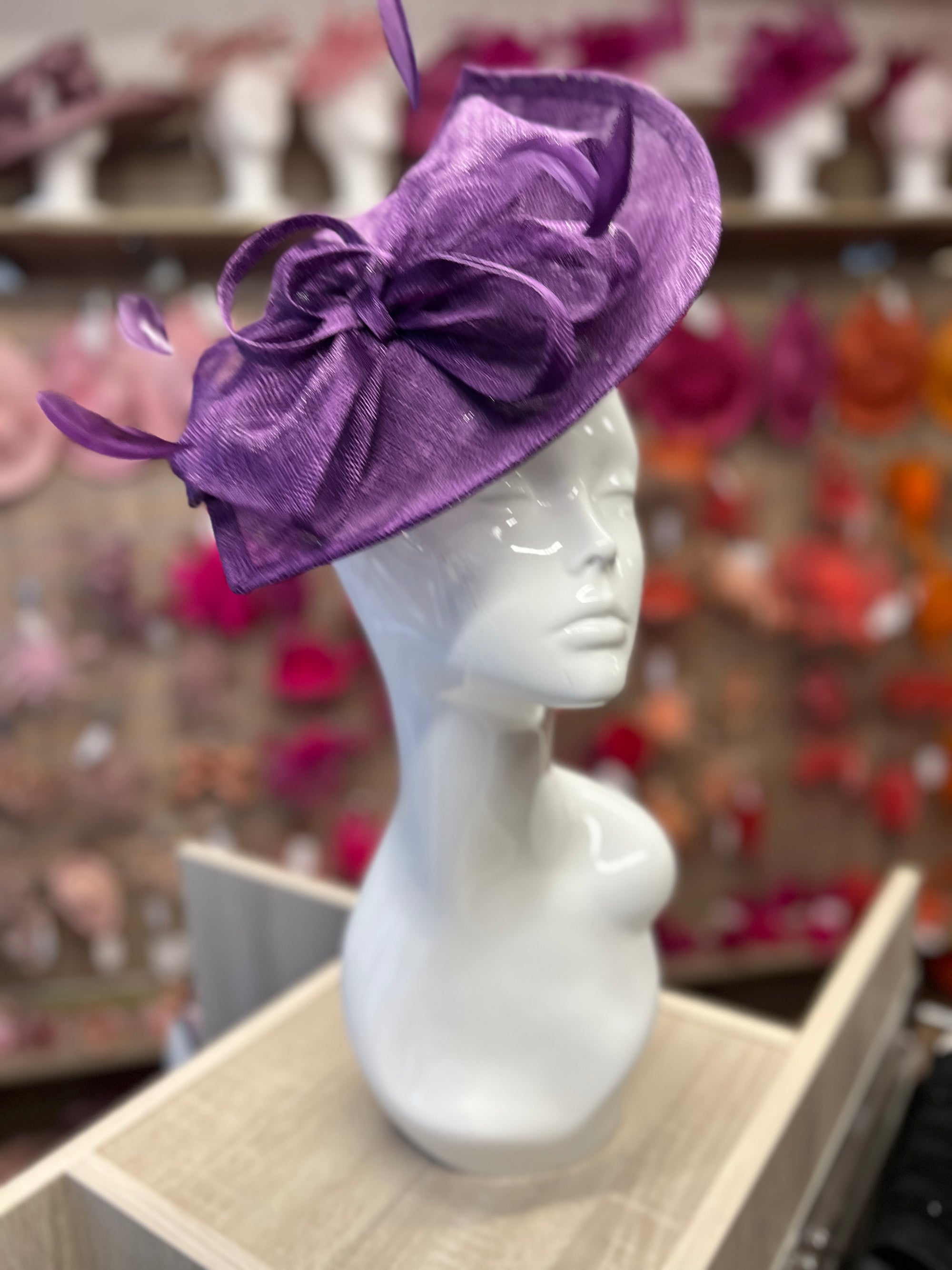 Mauve Disc Fascinator with Decorative Bow-Fascinators Direct