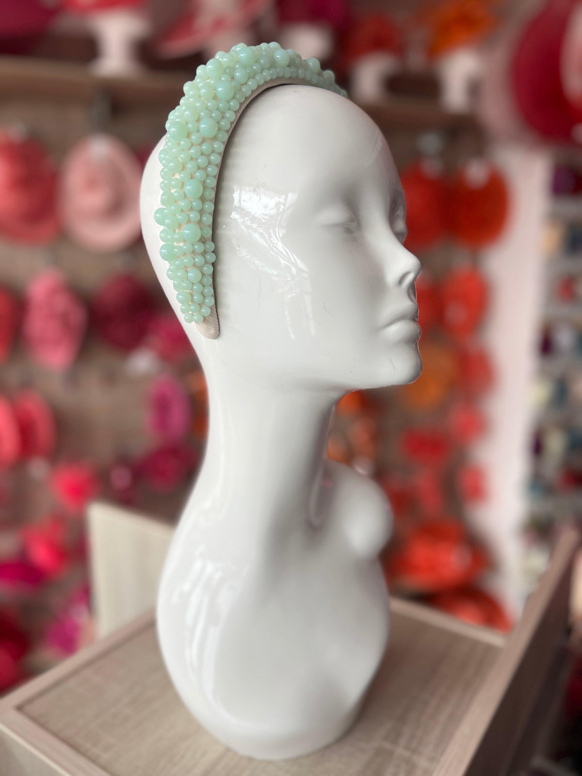 Megan Aqua Chunky Pearl Headband-Fascinators Direct