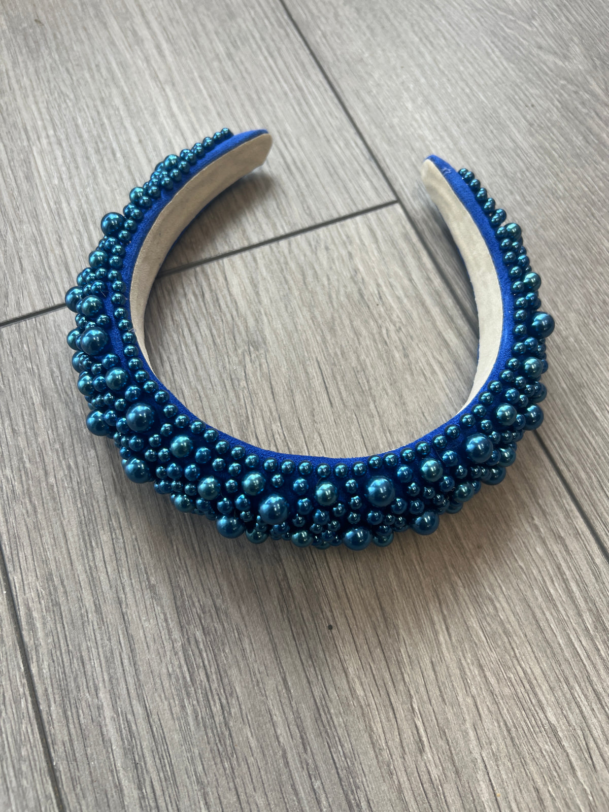 Megan Blue Chunky Pearl Headband-Fascinators Direct
