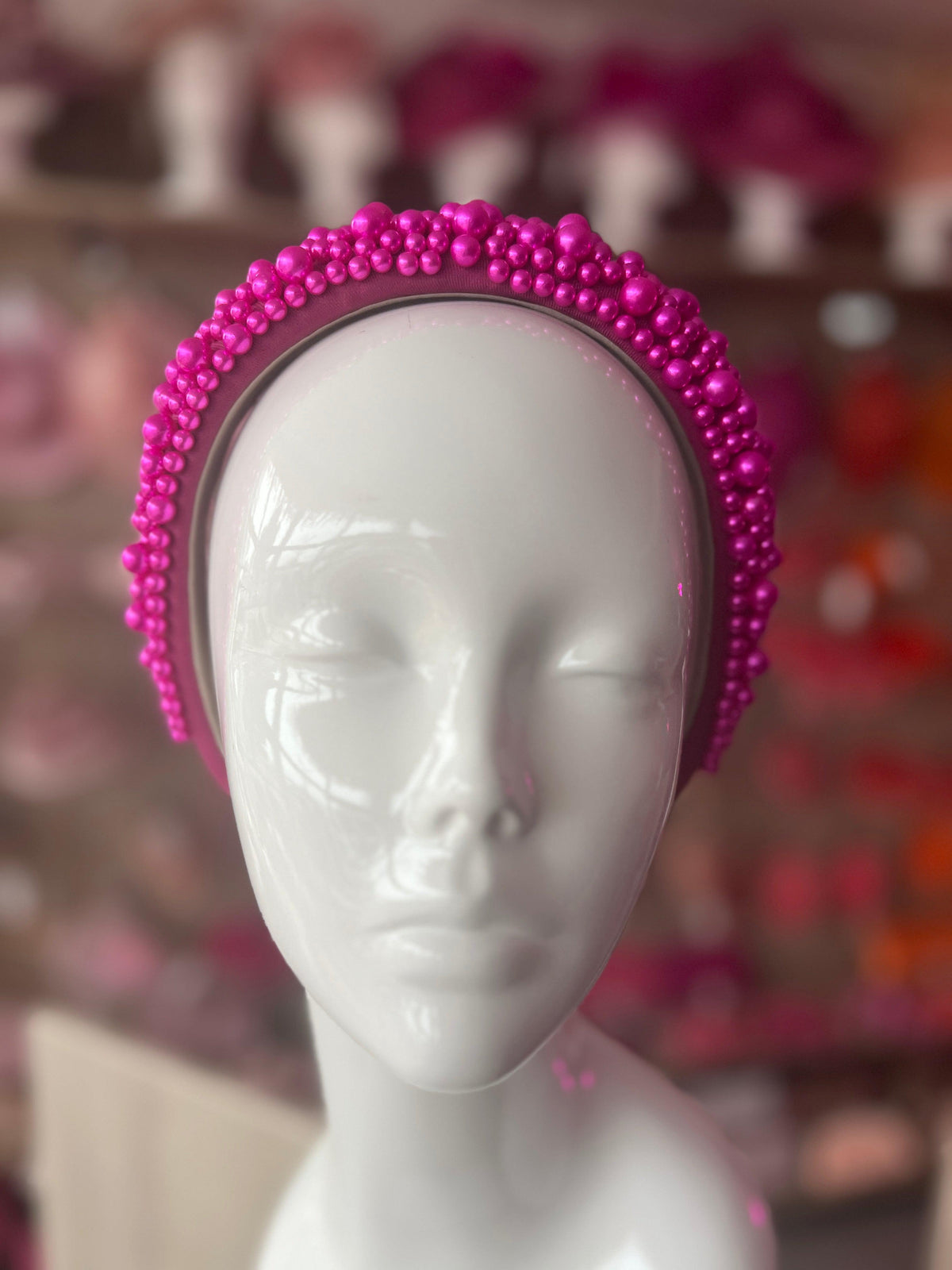 Megan Fuchsia Chunky Pearl Headband-Fascinators Direct