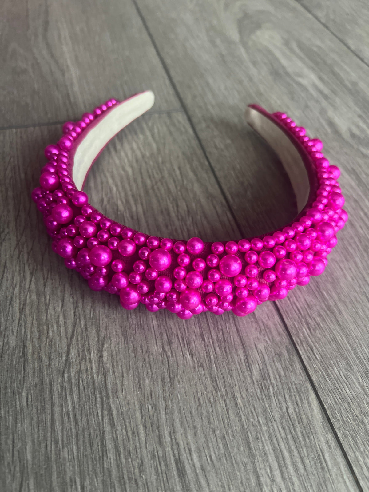 Megan Fuchsia Chunky Pearl Headband-Fascinators Direct