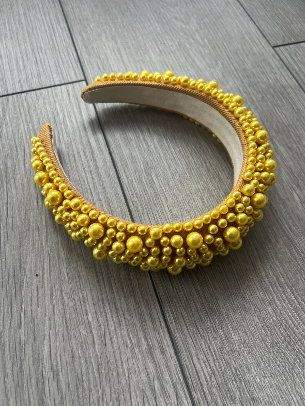 Megan Gold Chunky Pearl Headband-Fascinators Direct