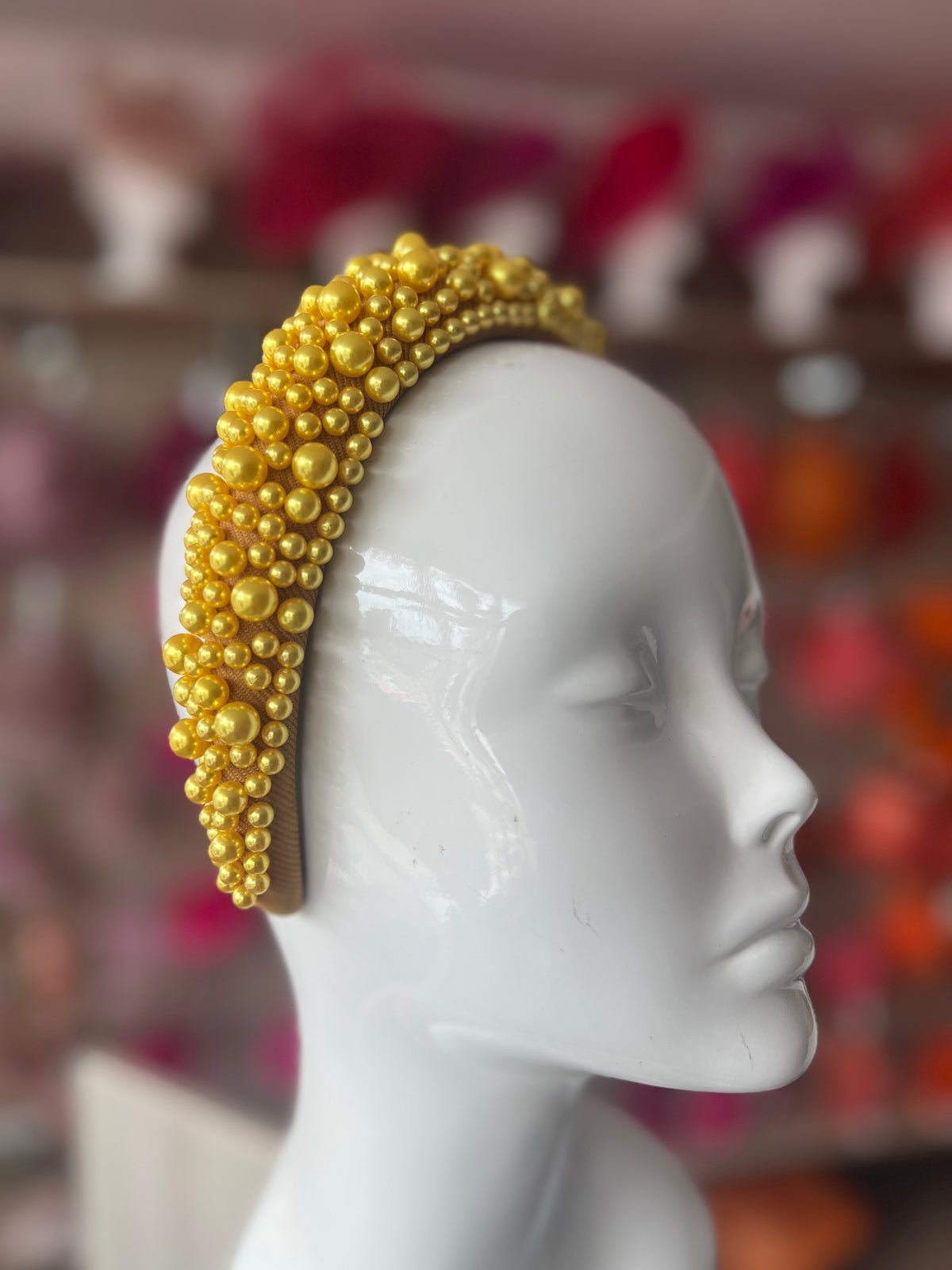 Megan Gold Chunky Pearl Headband-Fascinators Direct