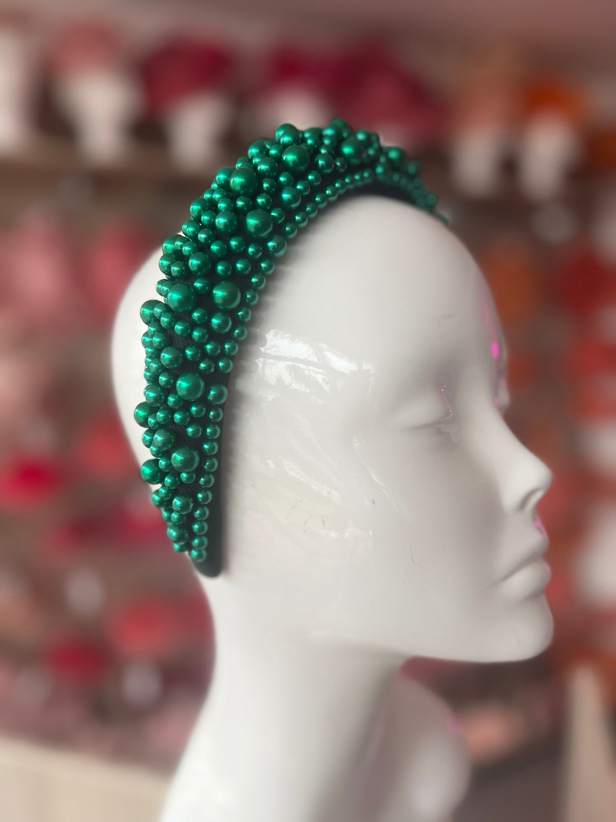 Megan Green Chunky Pearl Headband-Fascinators Direct