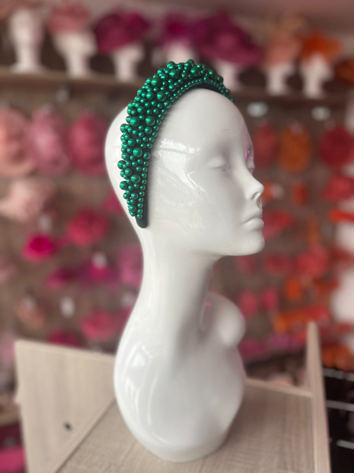 Megan Green Chunky Pearl Headband-Fascinators Direct