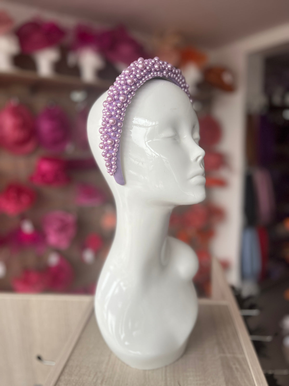 Megan Lilac Chunky Pearl Headband-Fascinators Direct