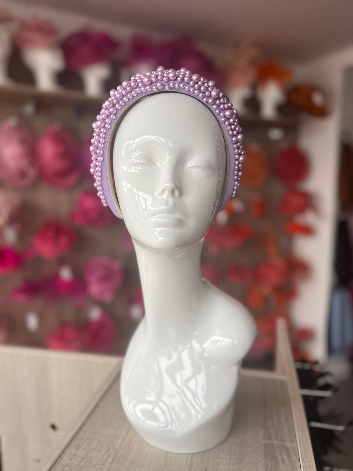 Megan Lilac Chunky Pearl Headband-Fascinators Direct