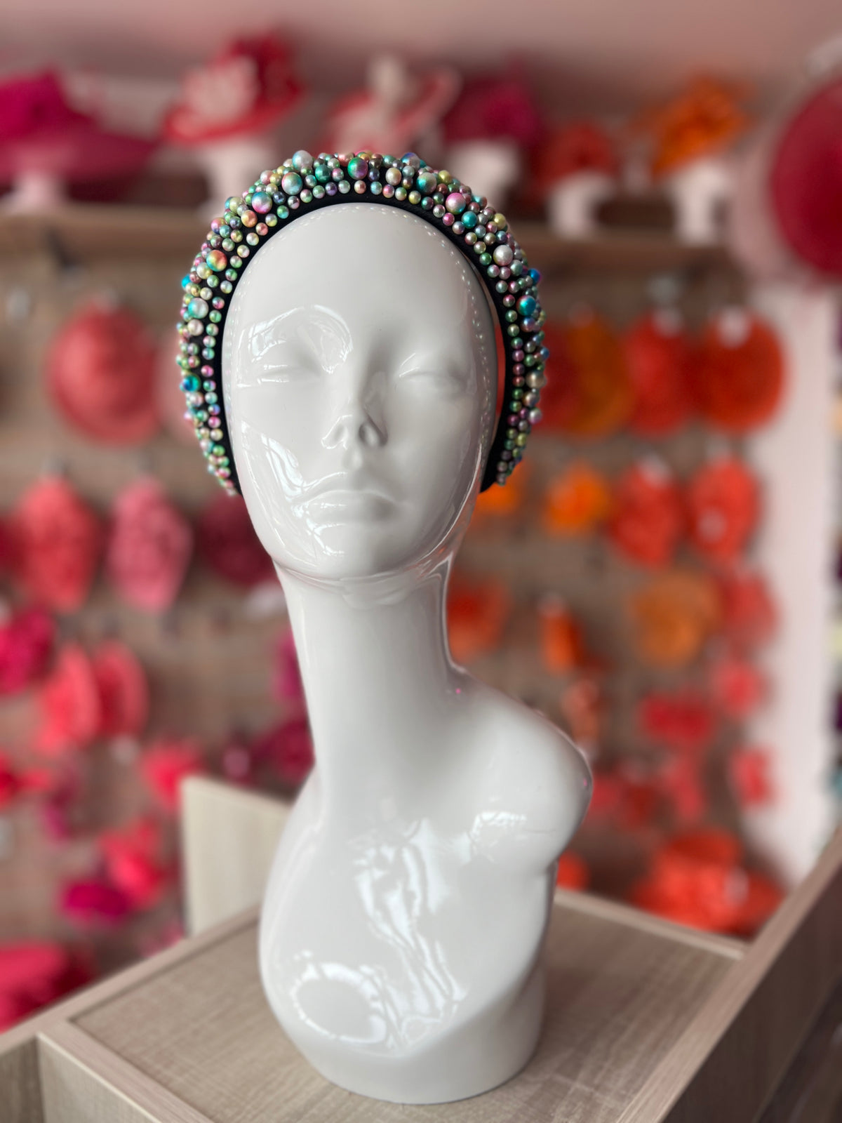 Megan Mixed Coloured Chunky Pearl Headband-Fascinators Direct