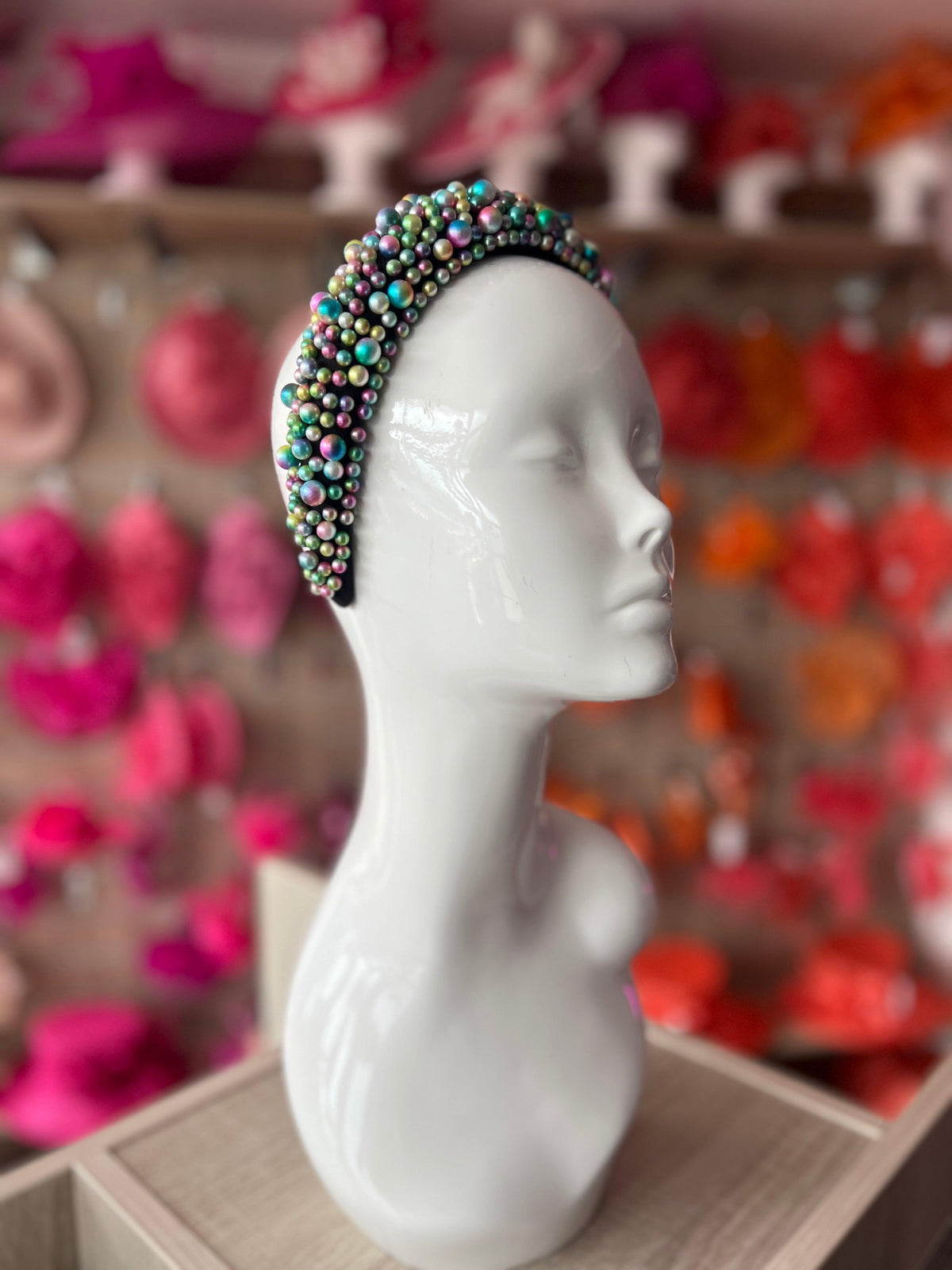 Megan Mixed Coloured Chunky Pearl Headband-Fascinators Direct