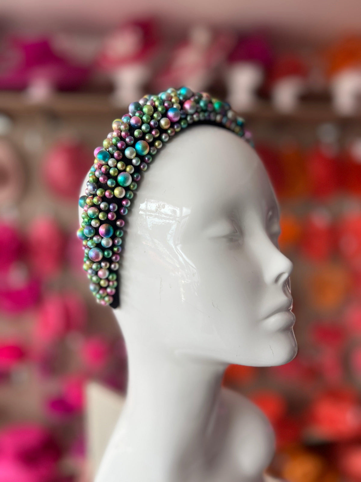 Megan Mixed Coloured Chunky Pearl Headband-Fascinators Direct