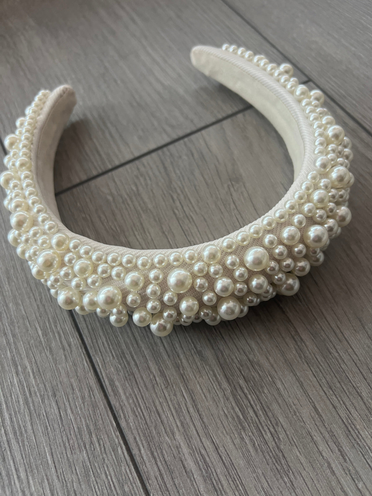 Megan White Chunky Pearl Headband-Fascinators Direct