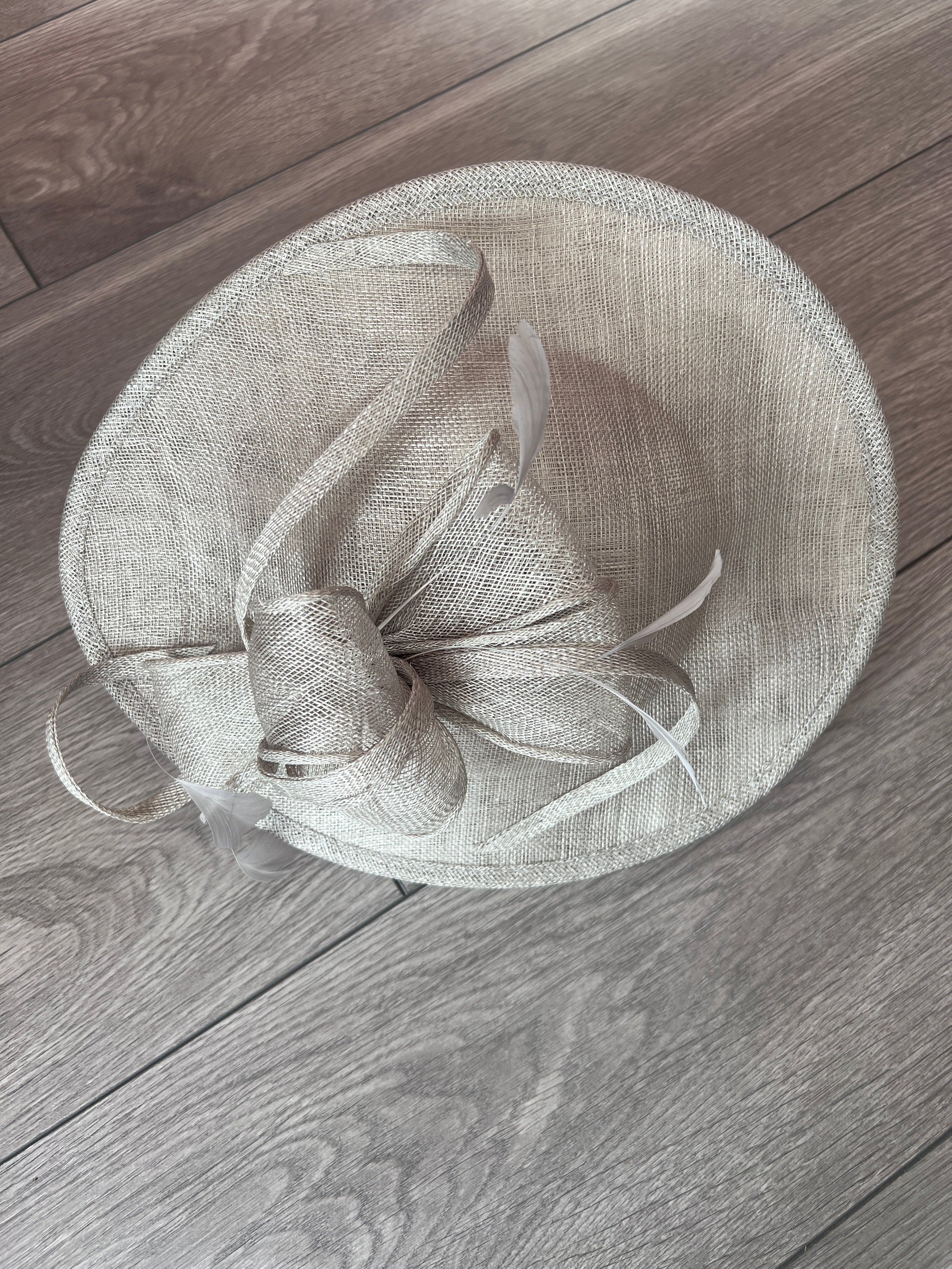 Mercury Grey Teardrop Disc Fascinator for Weddings & Races
