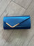 Metallic Clutch Bag With Gold Trim- Blue-Fascinators Direct