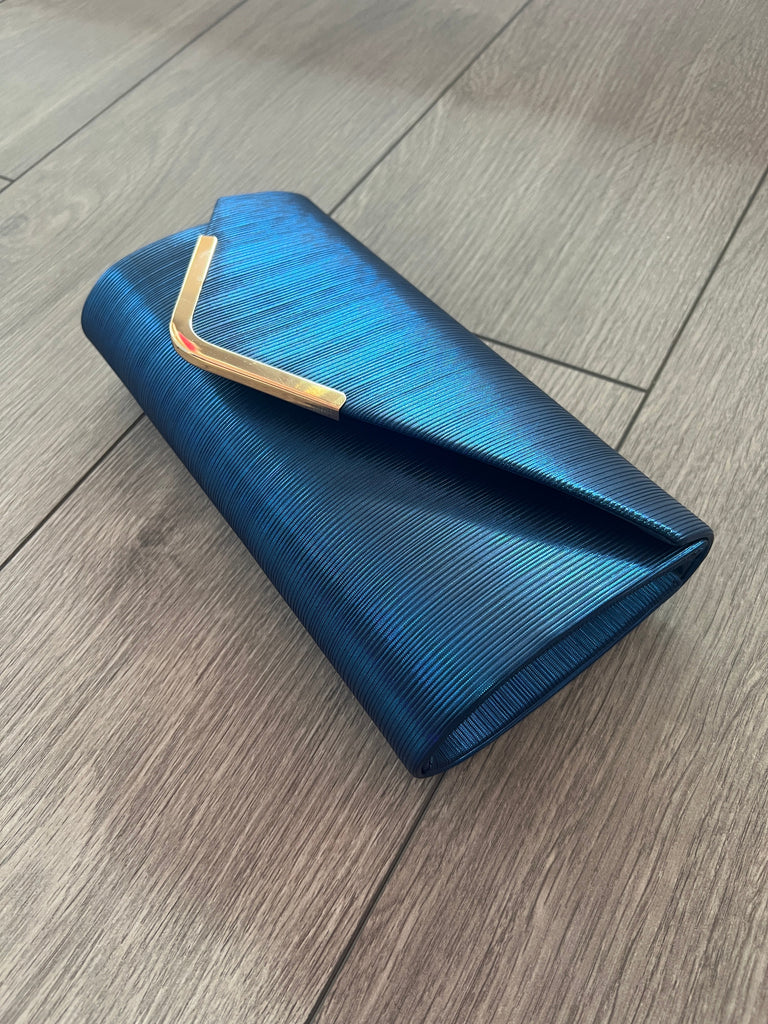 Blue and gold clutch on sale