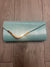 Metallic Clutch Bag With Gold Trim- Mint Blue-Fascinators Direct