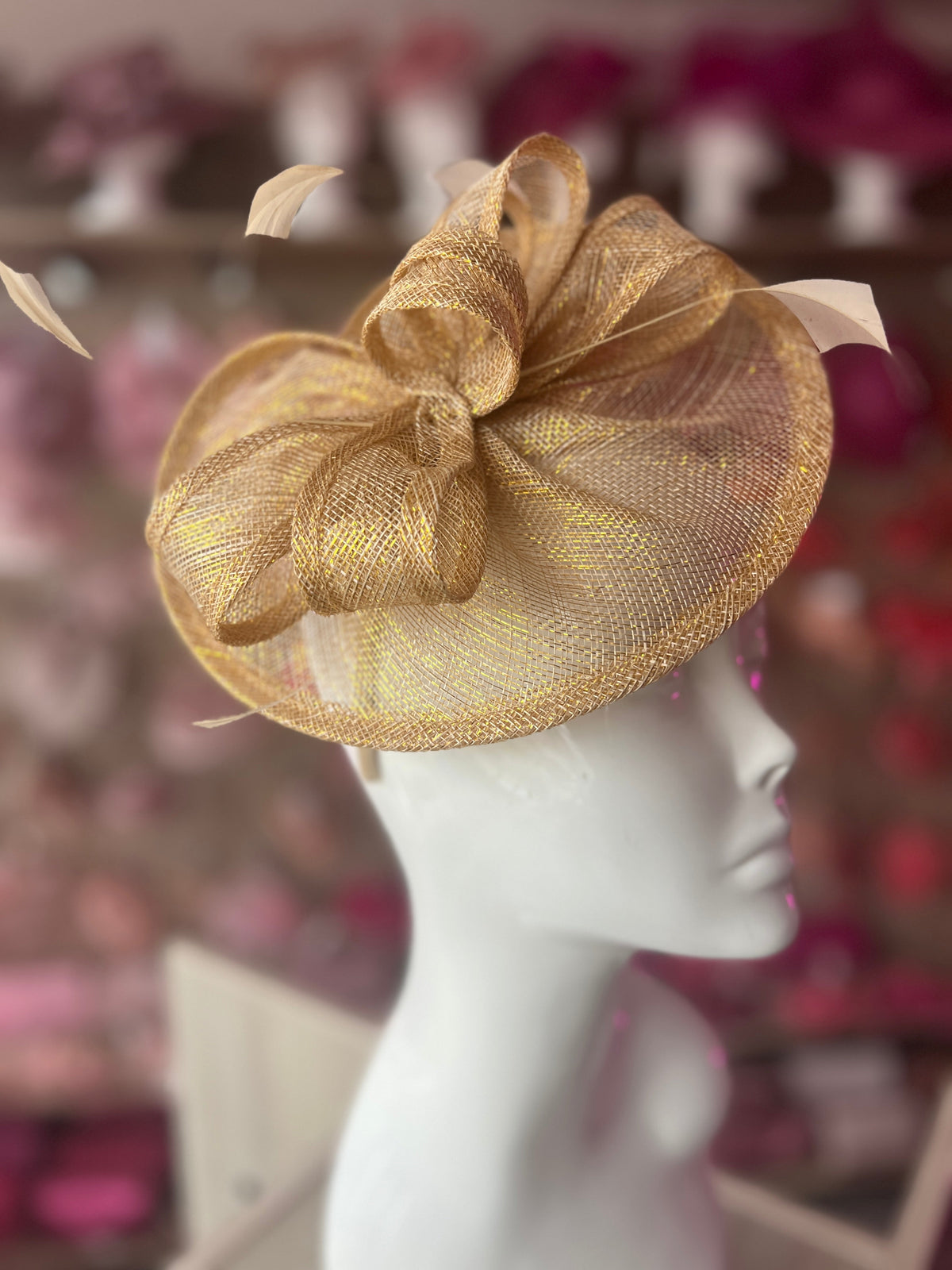 Metallic Gold Curved Disc Fascinator-Fascinators Direct