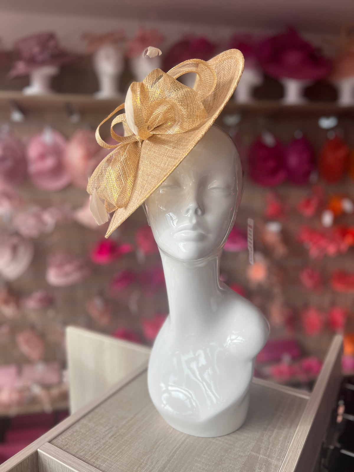Metallic Gold Disc Fascinator with Decorative Bow-Fascinators Direct