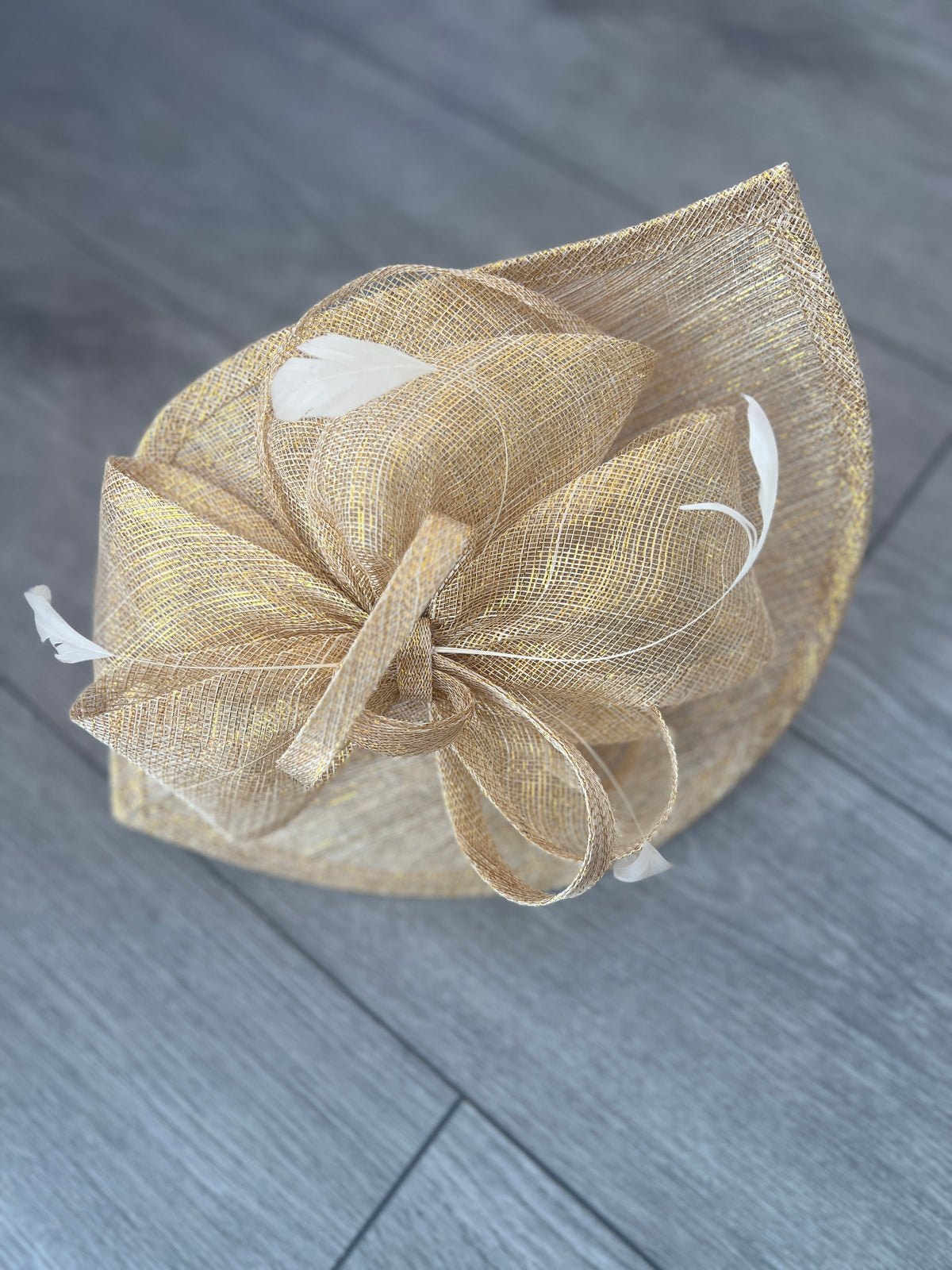 Metallic Gold Disc Fascinator with Decorative Bow-Fascinators Direct