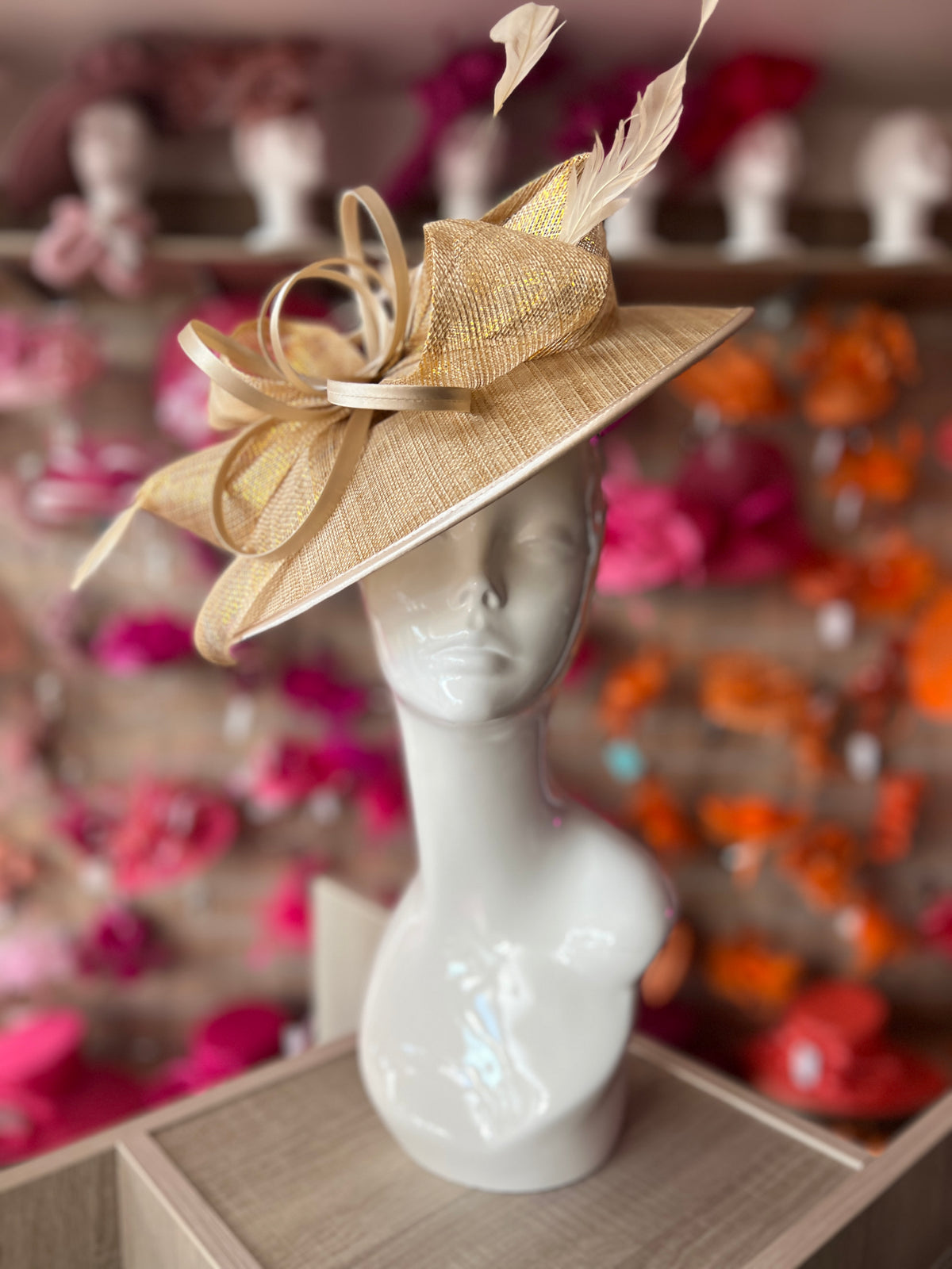 Metallic Gold Saucer Hatinator With Decorative Bow-Fascinators Direct