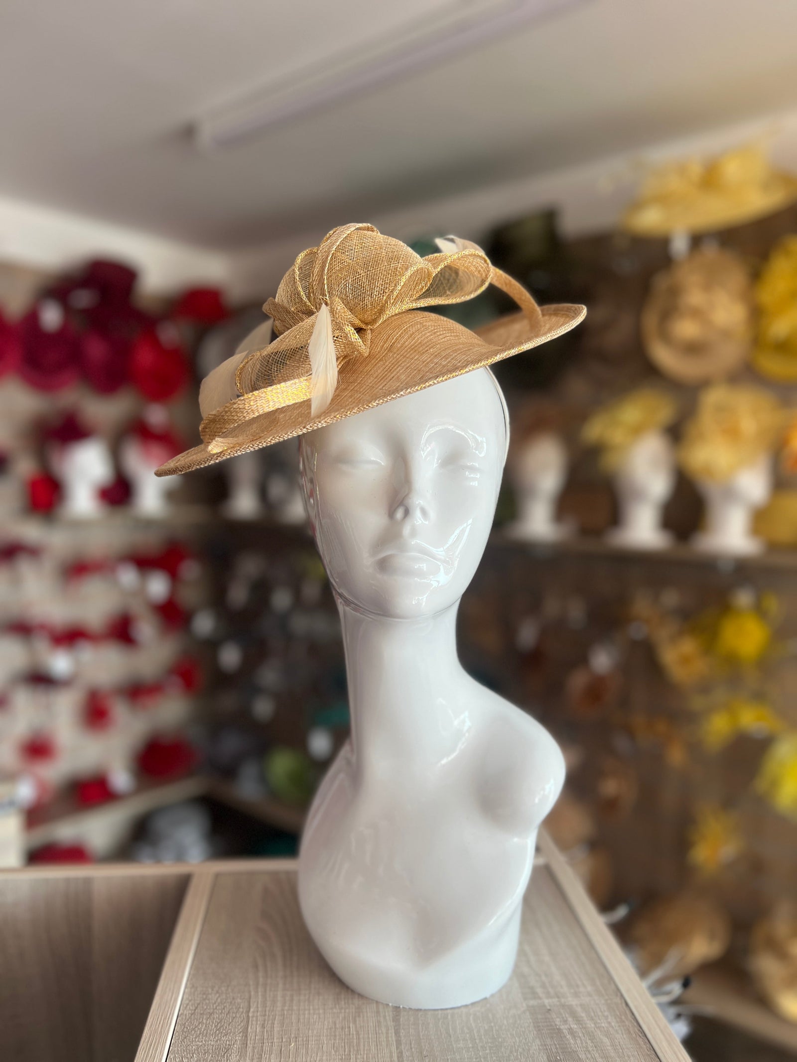 Metallic Gold Teardrop Disc Fascinator-Fascinators Direct