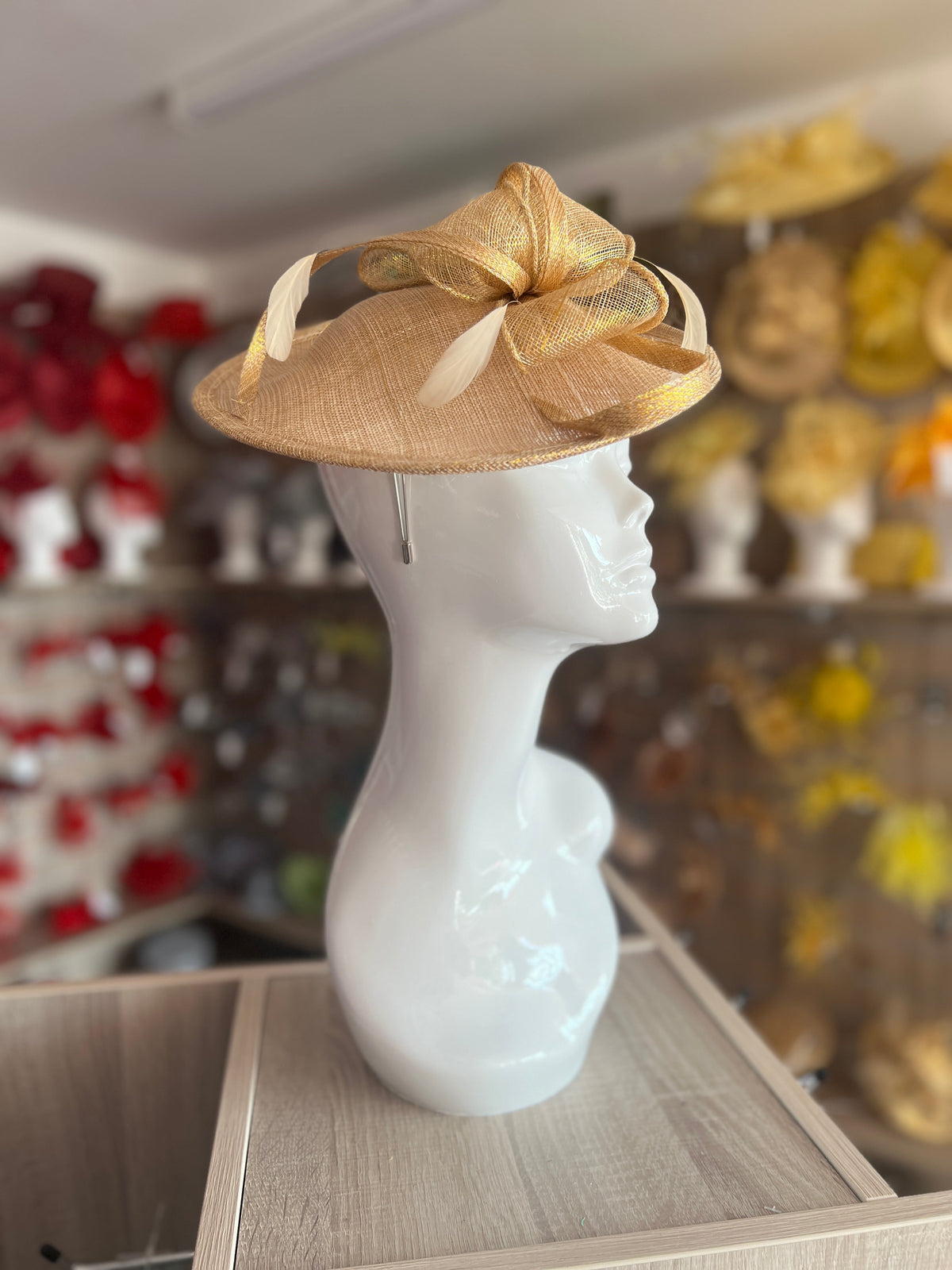 Metallic Gold Teardrop Disc Fascinator-Fascinators Direct