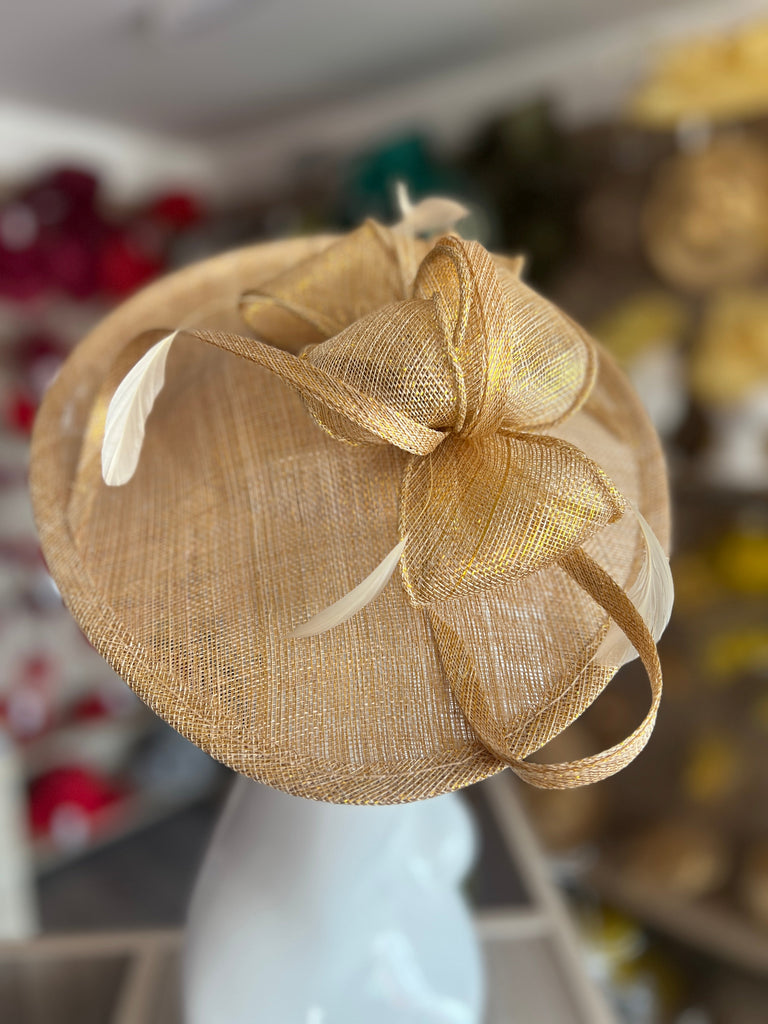 Metallic Gold Disc Fascinator for Weddings Events The Races