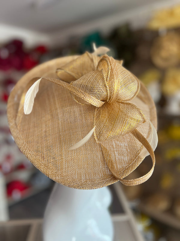 Metallic Gold Disc Fascinator for Weddings, Events & The Races