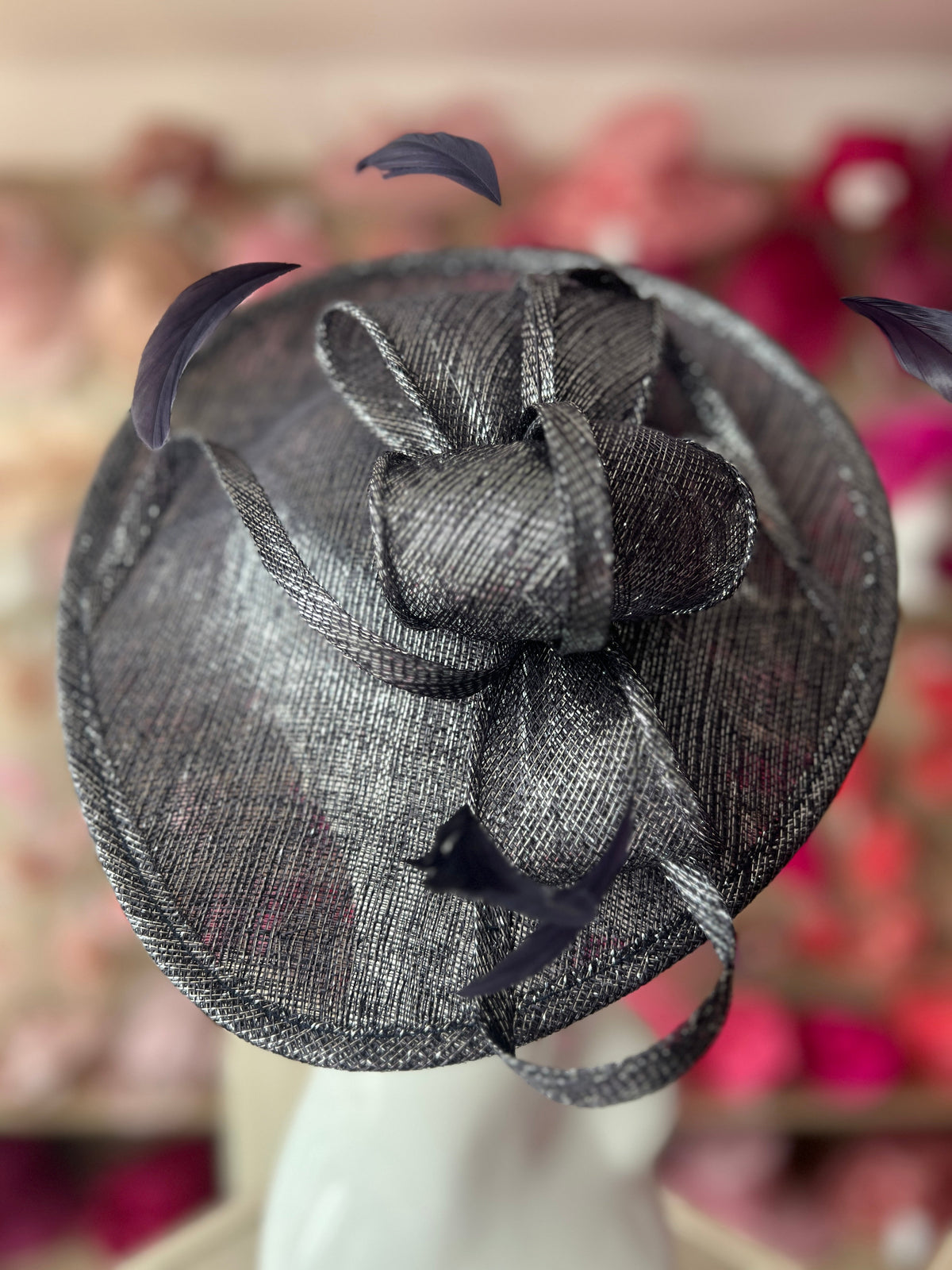 Metallic Navy Teardrop Disc Fascinator-Fascinators Direct