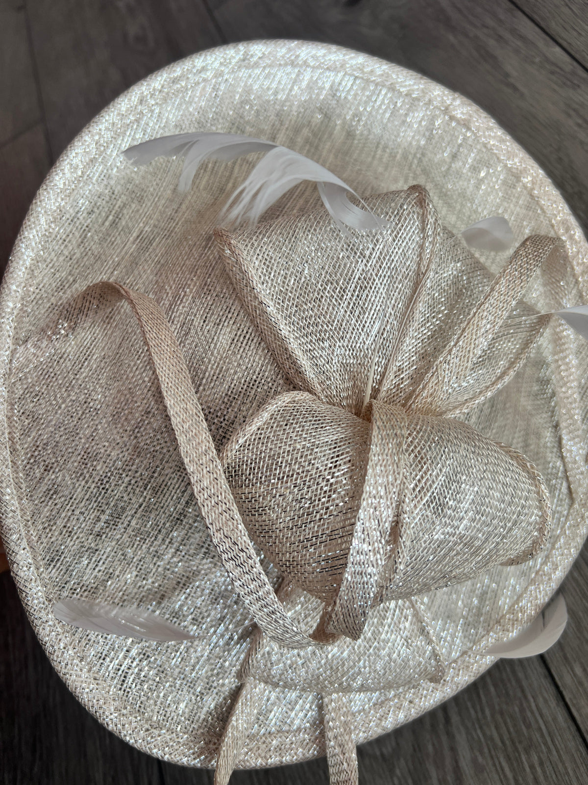 Metallic Nude Teardrop Disc Fascinator-Fascinators Direct
