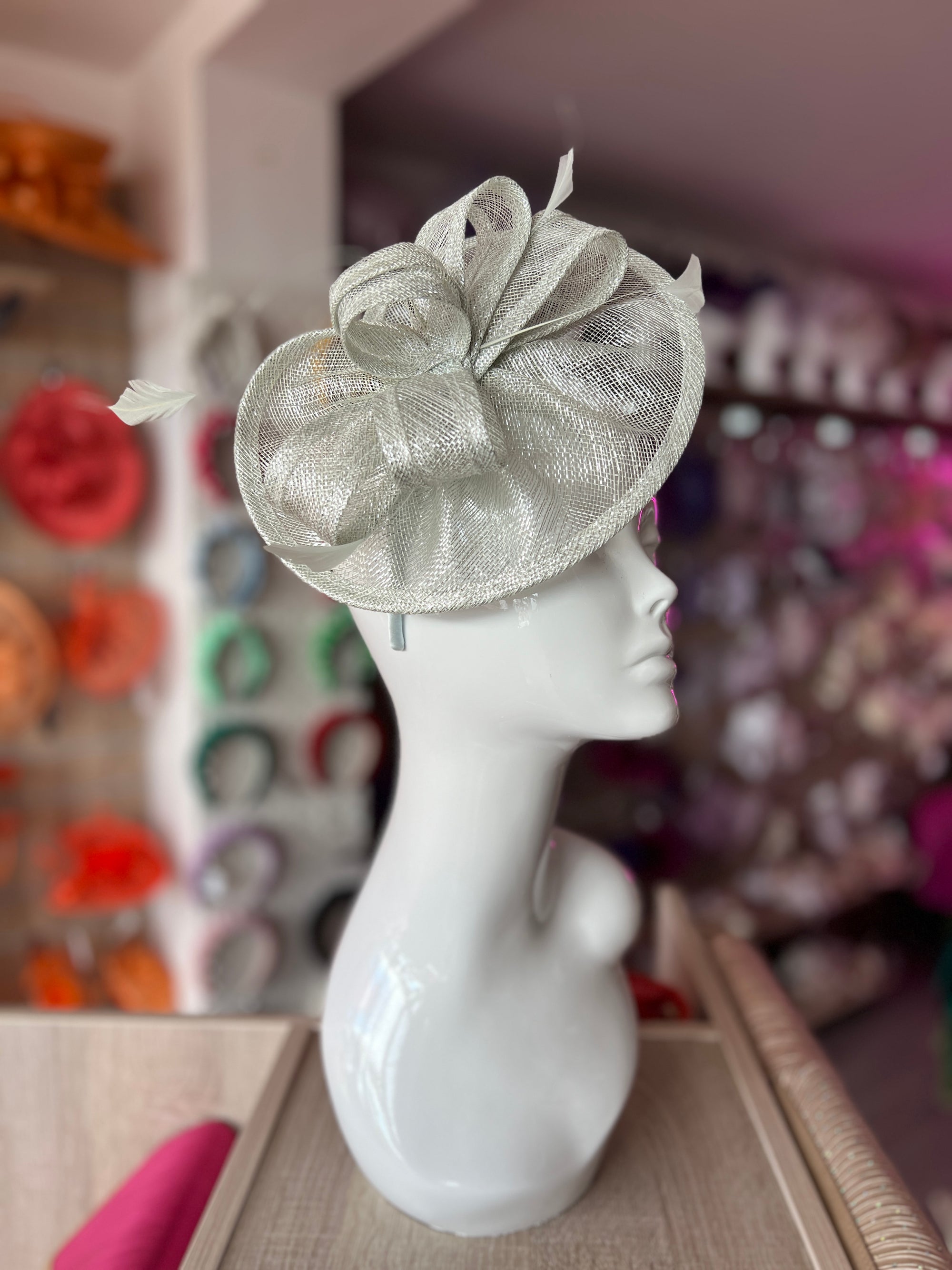 Metallic Peppermint Curved Disc Fascinator-Fascinators Direct