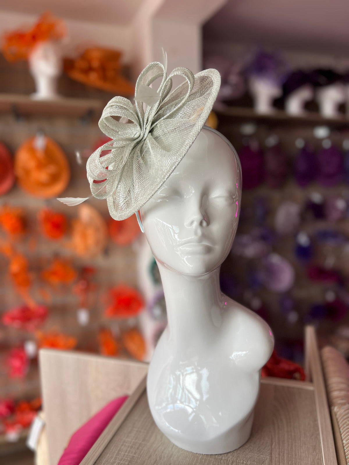 Metallic Peppermint Curved Disc Fascinator-Fascinators Direct