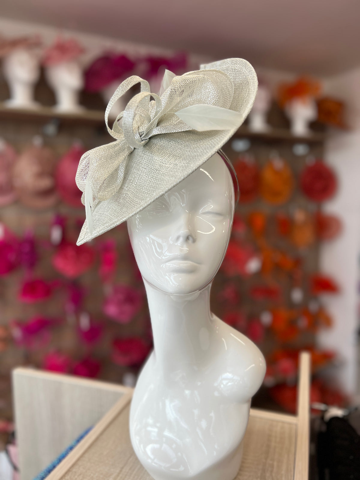 Metallic Peppermint Disc Fascinator with Decorative Bow-Fascinators Direct