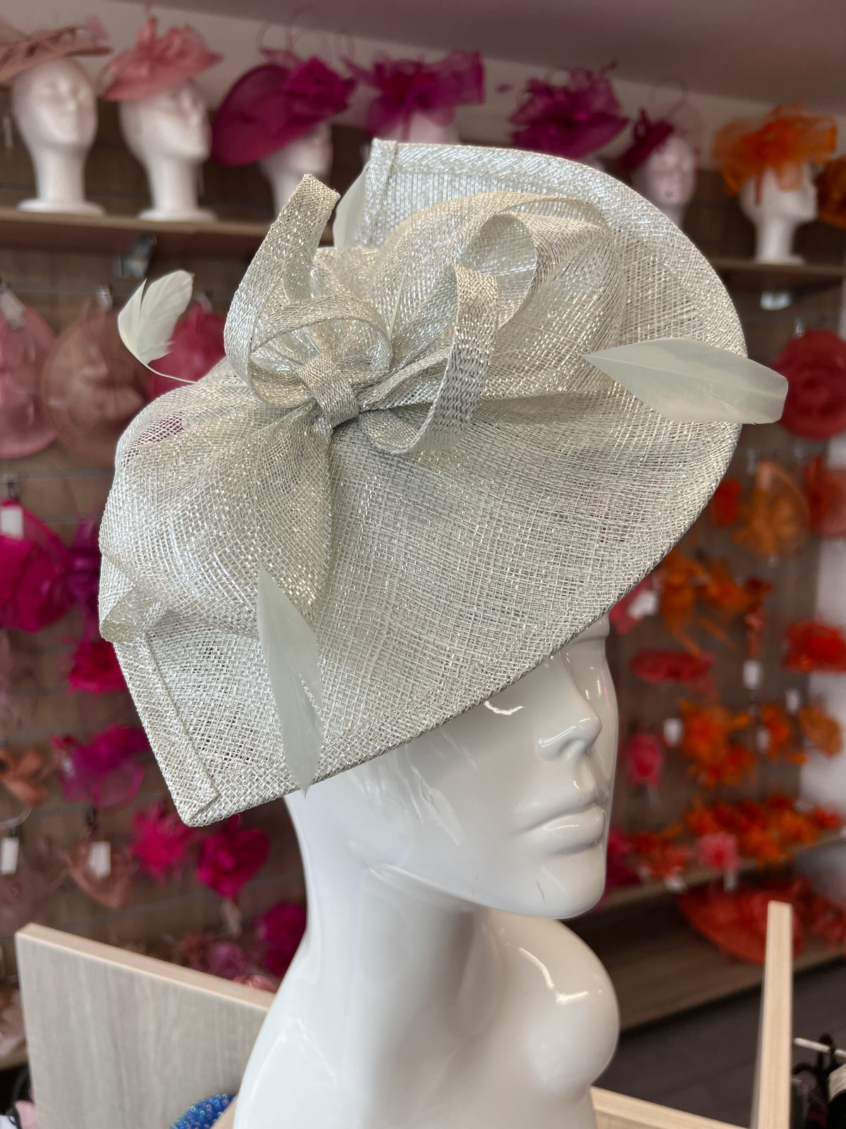 Metallic Peppermint Disc Fascinator with Decorative Bow-Fascinators Direct