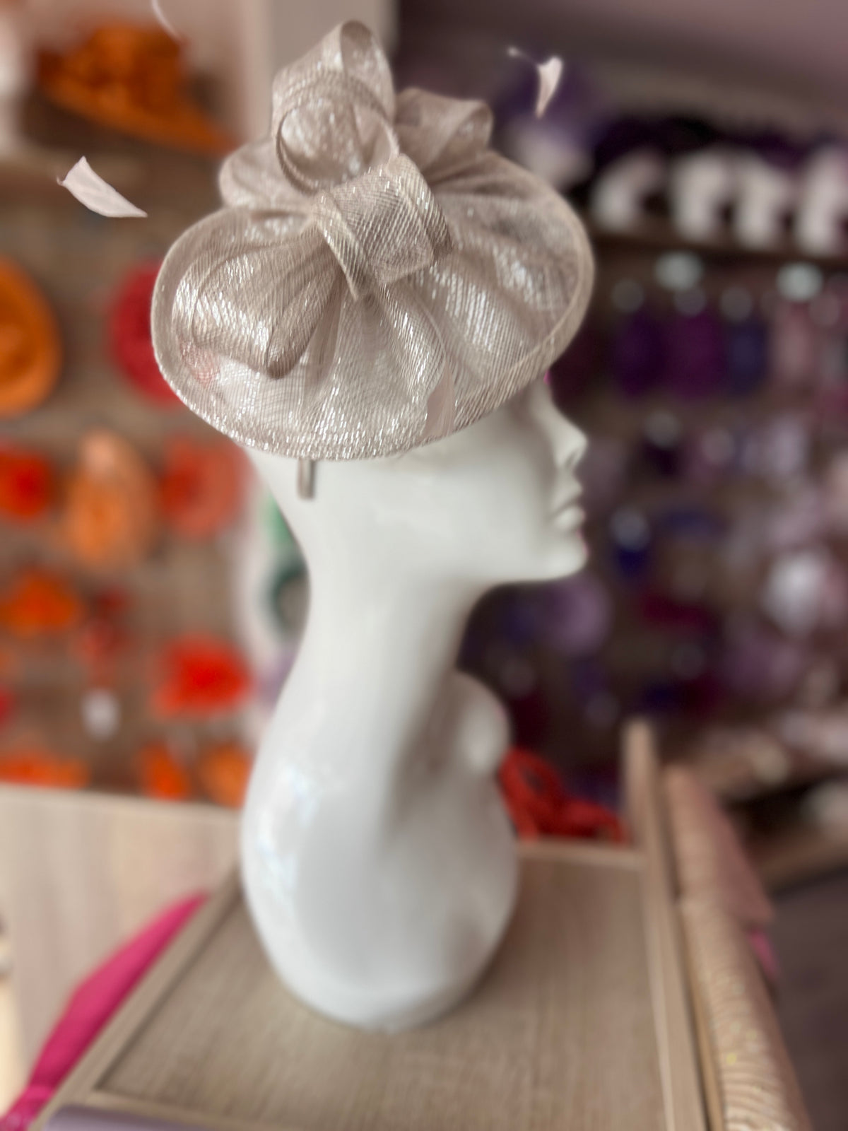 Metallic Quartz Curved Disc Fascinator-Fascinators Direct