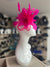 Millinery by Michelle Fuchsia Fascinator Flower with Feathers & Sinamay-Fascinators Direct