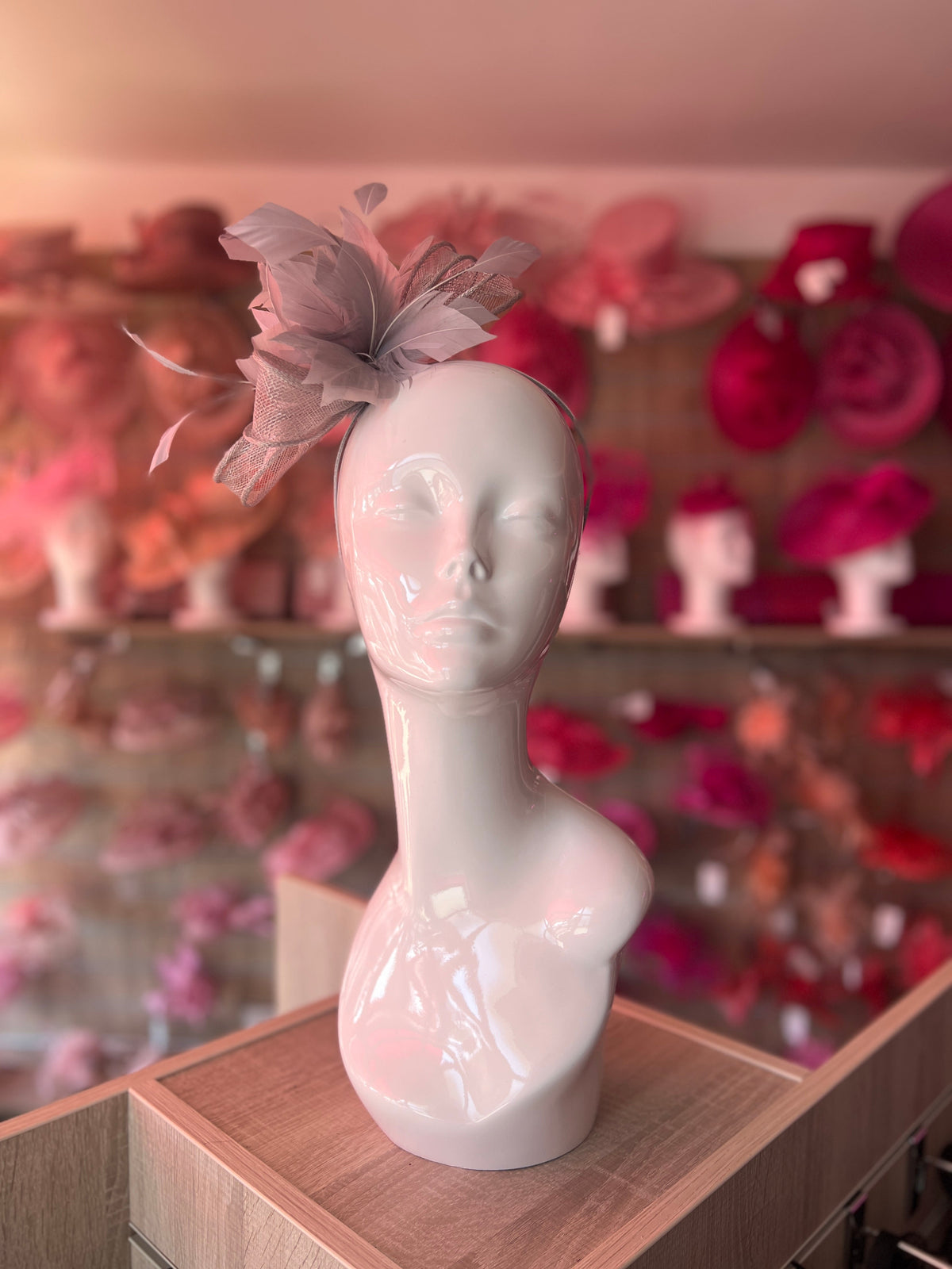 Millinery by Michelle Silver Grey Fascinator Flower with Feathers &amp; Sinamay-Fascinators Direct