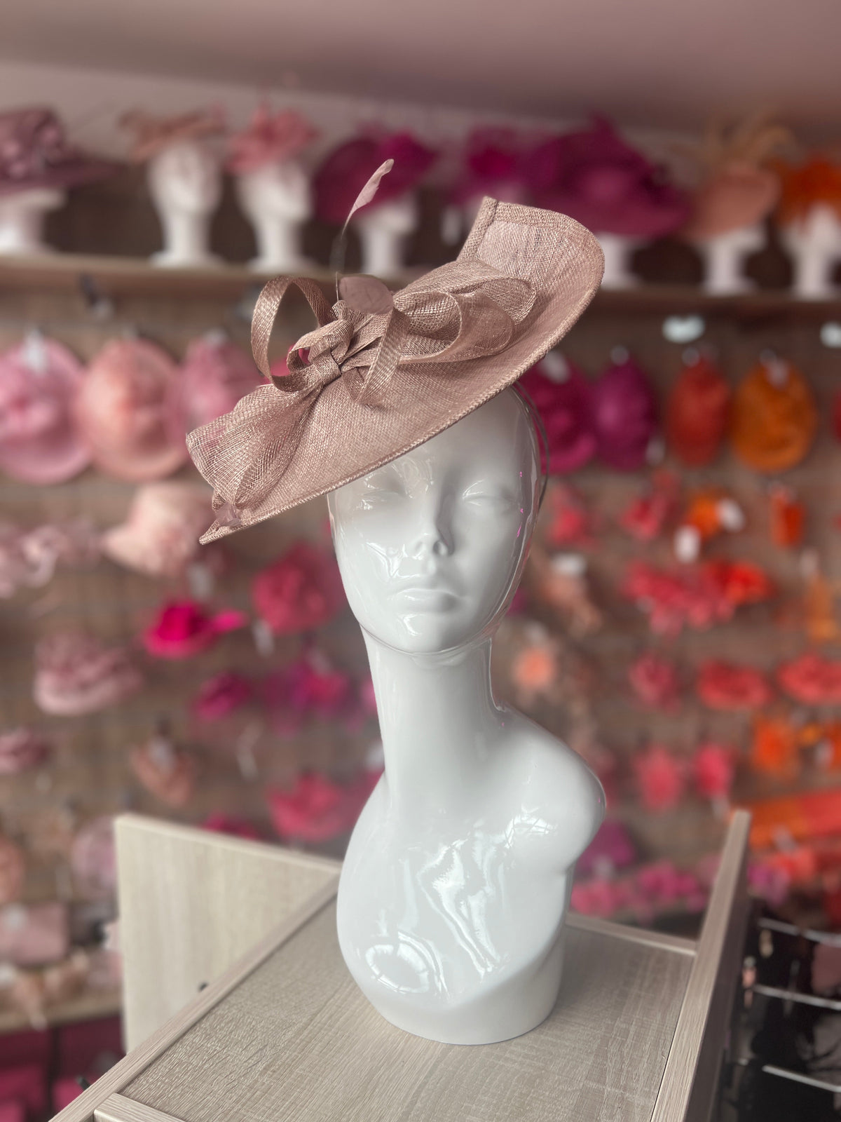 Mink Disc Fascinator with Decorative Bow-Fascinators Direct