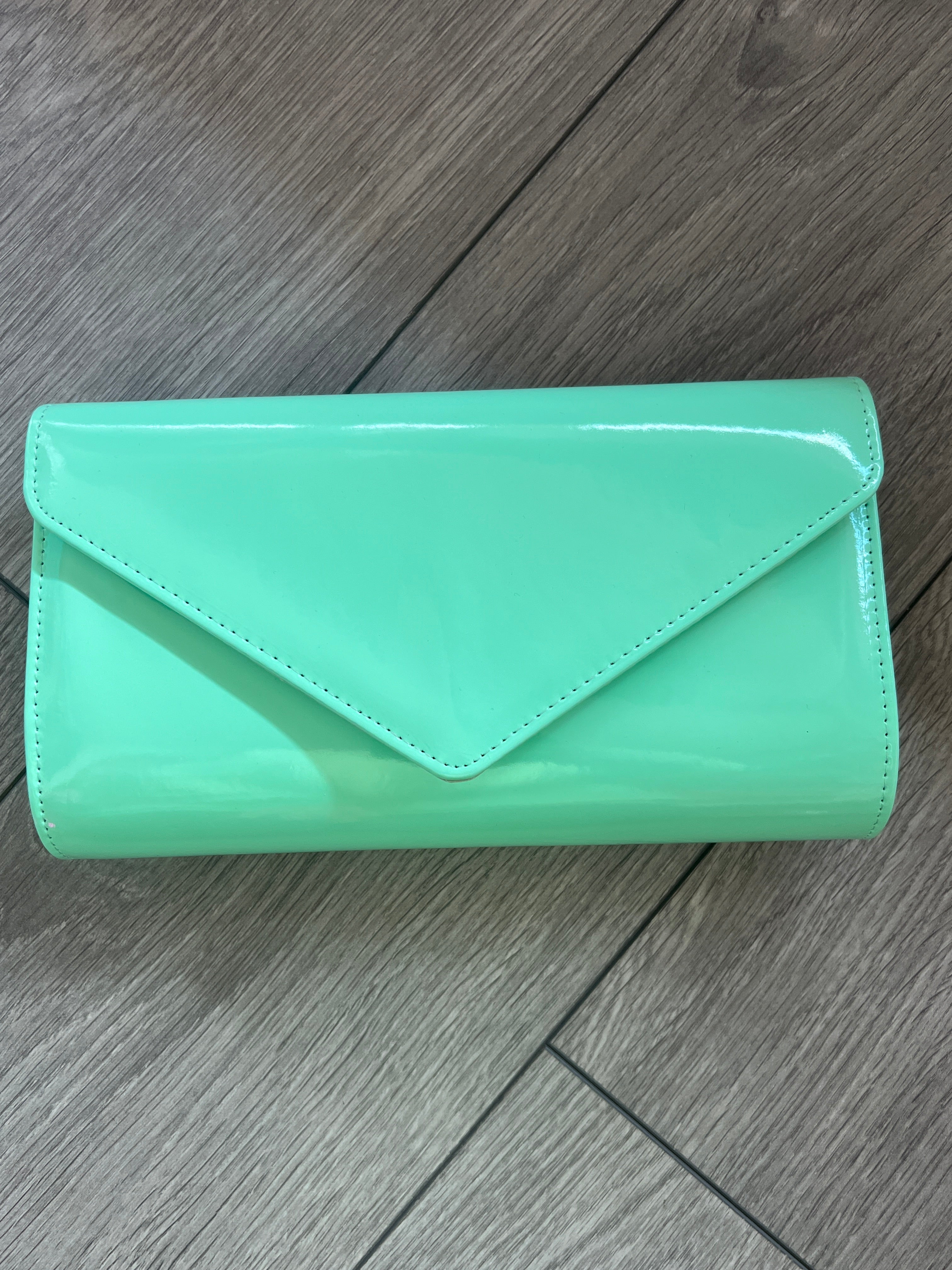 Aqua green leather clutch bag / Mint green high quality envelope clutch / Bridesmaids clutch / Pastel green genuine leather / MEDIUM SIZE