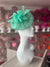 Mint Green Round Fascinator With Spiral loops & Feather Flowers-Fascinators Direct